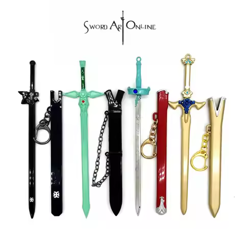 Sword Art SAO Online Sword Keychain Metal Tung People Asuna Kirito Key Ring Holder Men Personalized 