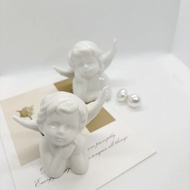 Vintage Ceramic Statue Angel Statue Figurine Indoor Outdoor Home Garden Decoration Wings Angel Statu