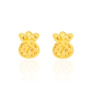 Wealth Bag Earstuds in 916 Gold by Ngee Soon Jewellery