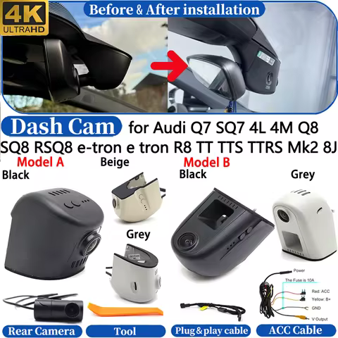 Dash Cam for Audi Q7 SQ7 4L 4M Q8 SQ8 RSQ8 e-tron e tron R8 TT TTS TTRS Mk2 8J 4K DVR Dashboard Came