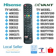 Hisense Devant Smart TV Remote Control RPEN2H Replacement 50DTV700 40K322 55K220 32K312 40UHV200