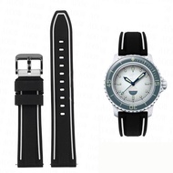 สายนาฬิกาข้อมือซิลิโคน22มม. สำหรับ Blancpain X Swatch ห้ามหาสมุทรผู้ชายผู้หญิงกันน้ำสำหรับการดำน้ำยางอุปกรณ์สายรัดนาฬิกาข้อมือ