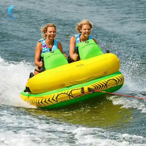 2 Person Inflatable Towable Banana Boat Tube for Boating Water Sports Boat-Pullable Floating Tube wi