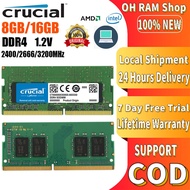 【การจัดส่งที่รวดเร็ว】Crucial แรม แล็ปท็อป 4GB 8GB 16GB DDR4 2133MHZ 2400MHZ 2666MHZ 3200MHZ SODIMM ส