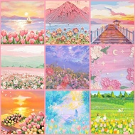 20 x20cm Landscape Flower Oil Paint By Numbers DIY Canvas Digital Oil Painting With Frame