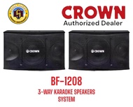 CROWN BF-1208 12" WOOFER KARAOKE SPEAKER SYSTEM (SOLD AS 2 PIECES)  3 Way Speaker 650W
