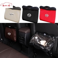 Car Organizer Seat Back Storage Bag Auto Leather Pocket Holder Car Trash Bin Garbage For Nissan Alme