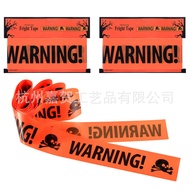 Orange Warn Halloween Warning Line Decoration Skull Warning Tape Disposable Warning Tape 100% S25092