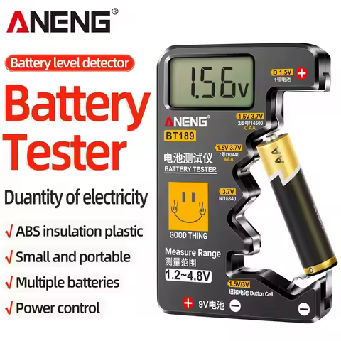 ANENG BT189 Battery Tester for C,AA,AAA,D,N,9V 6F22 Batteries 1.5V 3V Button Cell Battery Indicator 