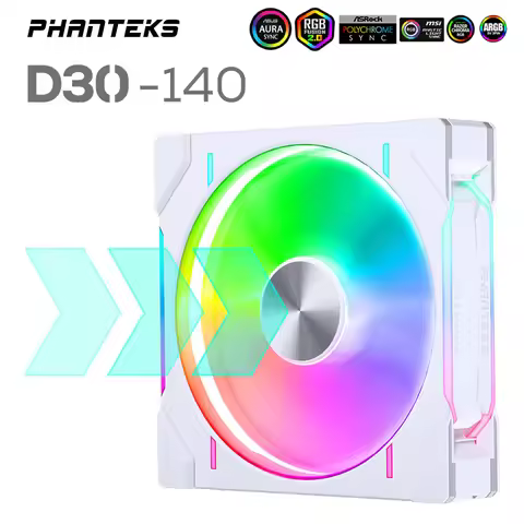 Phanteks D30-140 ARGB Case Fan 140mm CPU Cooling Fan 4PIN PWM Air Cooler Fans Wireless Splicing Comp