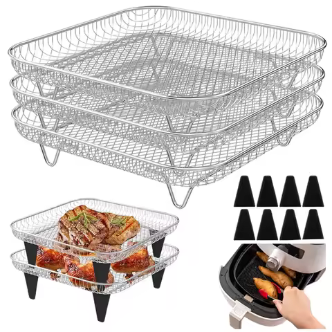 Stainless Steel Air Fryer Baking Grilling Rack with Air Fryer Paper Oven Barbecue Bracket Food Bakin