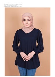 Women Plus Size Front Slit Puff Long Sleeves Blouse Baju Muslimah Size Besar [B35370] [B35371]