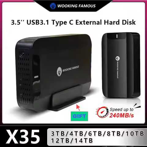 CoolFish HDD 3.5'' External Hard Disk 3TB/4TB/6TB/8TB/10TB/12TB TypeC Hard Drive External Storage De