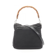 【二手】Gucci GUCCI 竹節肩背包 000 8509 黑色帆布皮革竹節兩用肩背包 女士二手 B