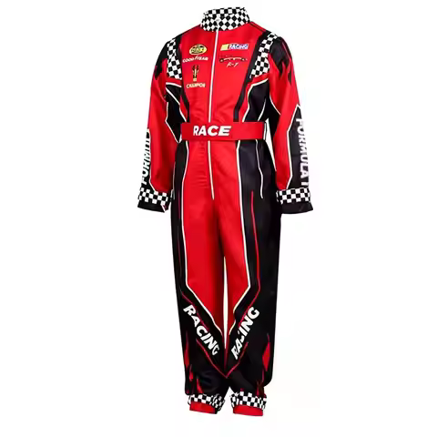 Adult Racer Cosplay Costume Red Classic One-Piece Training Racing Uniform Suit Men Karting Jersey Cl