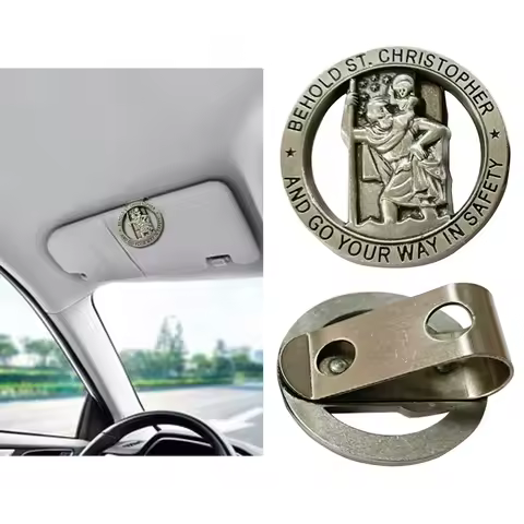 Christopher Medal Car Saint Christopher Visor Clip Auto Visor Accessories Driving Amulet Patron Sain