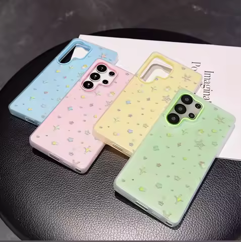 Case For Samsung Galaxy Edge S25 S24 S23 Ultra Plus A56 A06 A16 A17 A07 A36 M35 Korean Cute Y2k Star