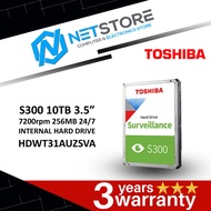 TOSHIBA S300 10TB 3.5” 7200rpm 256MB 24/7 INTERNAL HARD DRIVE - HDWT31AUZSVA