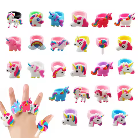 10/20PCS Unicorn Rings Keychain Bracelet Unicorn Party Favors Children Unicorn Gifts Boys Girls Birt