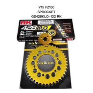 YAMAHA Y15 FZ150 SPROCKET ORING GOLD 428 RK GS428KLO-122 SPROCKET SET GOLD GONGO 14T 15T 36-42 SPROC