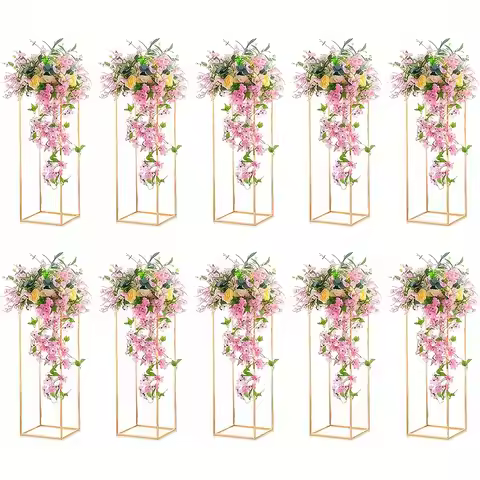 2/10 Pieces Gold Metal Vase, Table Vase, Home Event Decoration Tall Flower Stand, Party Wedding Rece