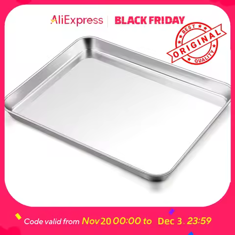 Baking Pan with Drain Rack, 430 Stainless Steel Oven Cookie Sheet for Roasting, Grilling & Food Prep