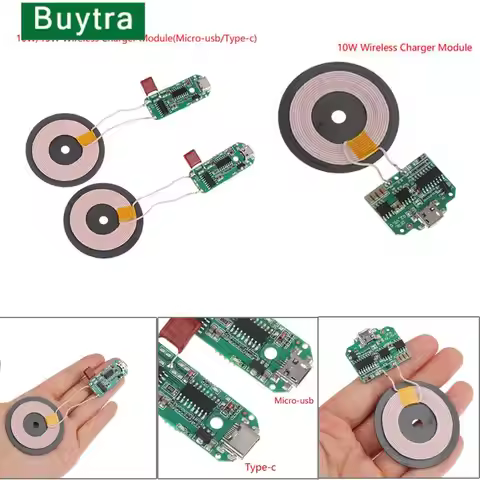 New 1PC 10/15W QI Wireless Charger Module Micro Type-C Transmitter PCBA Circuit Board Coil for K8/K9