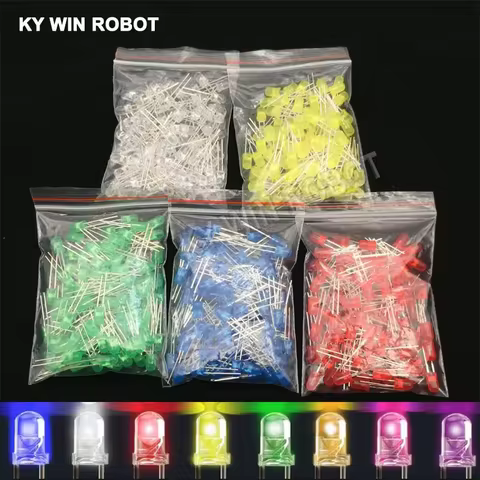 LED Light Diode 100pcs 5MM LED Diode 5 MM Assorted Kit White Green Red Blue Yellow Orange Pink Purpl