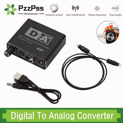 PzzPss Hifi DAC Digital To Analog Audio Converter RCA 3.5mm Headphone Amplifier Toslink Optical Coax