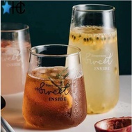 [Stok sedia] Trend Kreatif Cawan kaca lutsinar gelas kaca minuman Cawan jus gelas Cawan Teh Susu Cawan Jus Soda Lemon Ca