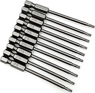 XMHF 10Pcs 75mm/3inch Long 1/4 Inch Hex Shank T10 Torx Head Magnetic Screwdriver Bits Security Tampe