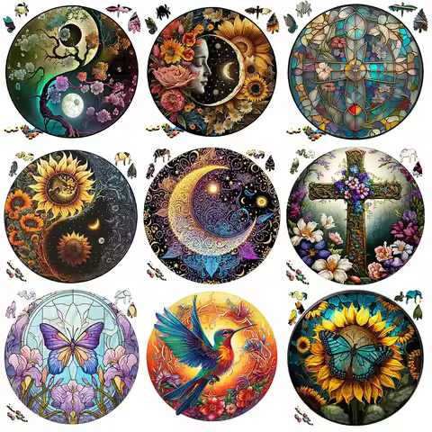 Moon A3/A4/A5 Size Wood Jigsaw Puzzle With for Adults Children , Not Common Shape , A Gifts for Pare