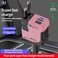 Retractable PHIlips Car Charger ps 4 in 1 Fast Charger for Car Retractable Car Charger with Wire Con