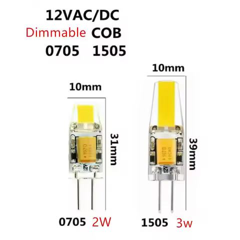 10pcs Dimmable G4 COB LED Light Bulbs Halogen Lamp Replacement 3000K/6000K 2W 3W AC/DC 12V Crystal S