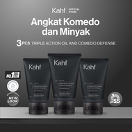 Triple Pack Kahf Face Wash Triple Action Oil and Comedo Defense 100 ML - 3 pcs Men's Facial Wash Ant