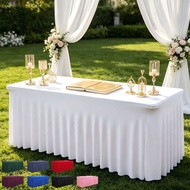 4ft/6ft/8ft Rectangle Table Skirting Table Cloth Cover Elastic Anti-Wrinkle Conference Banquet Weddi