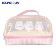 IESPOIRUV Handheld Pencil Pouch, 5.9 x 3.7 x 8.9in Double Layer Transparent Pencil , Transparent Pin