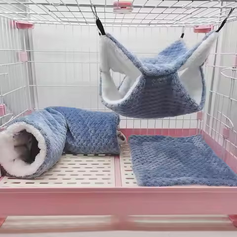 Hamster Nest Winter Bed House Shed Hanging Hammock Cage Tunnel Plush Hideaway For Hamster Guinea Pig