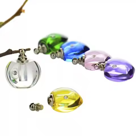 6 Mix Color Crystal Vials pendant with screw cap perfume oil vial bottle fashion necklace pendant na