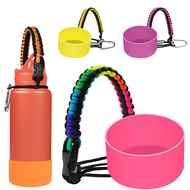 🎉✨ 2PCS Aquaflask Accessories Set, 12OZ to 40OZ Tumbler Silicone Boot Sleeve Cover Protective Bottom Non-Slip &amp; Paracord Handle Colored Cup Rope Set