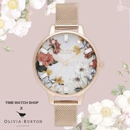 【天時鐘錶公司】Olivia Burton OB16BF28 玫金殼花卉淡玫白面玫金色米蘭編織腕錶 手錶生日禮物情人節 