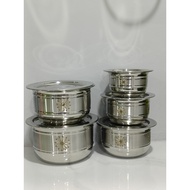 Stainless Steel Mirror Finishing Food Serving Pot With Lid Laser Printed Biryani Handi Punjabi Handi