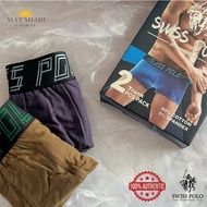 Swiss Polo 2pcs/box Men Soft Cotton Comfort Boxer Underwear Spender Segi Empat Lelaki Dewasa