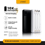 UNEED Powerbank Manabox 10000 20000 30000mAh Quick Charge 3.0 PD22.5w - Cable 10K mAh, Putih