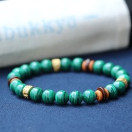 原礦無染色孔雀石 6mm圓珠 孔雀石手鍊 手環穿搭飾品 珠寶設計