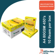 IK Yellow A4 Copier Paper 80gsm 450's (1 Carton Box 10 Ream)(450 sheets/ream) / A4 Paper / Kertas A4