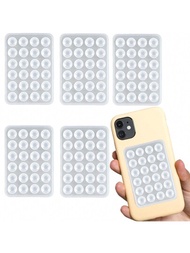 5入組矽膠吸盤手機殼黏貼支架-免提、強力把握自拍和視頻,耐用易使用-適用於iphone和安卓,透明