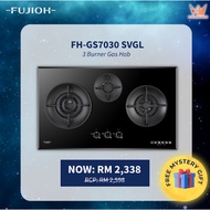FUJIOH 3 Burners Gas Hob with 1 Double Inner Flame Burner FH-GS7030 SVGL/Dapur Gas 3 burners/Gas Stove FOC Mystery Gift