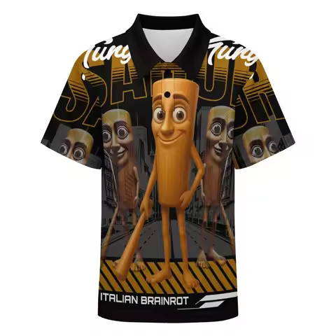 New Italian Brainrot Design, Featuring Tung Tung Tung Sahur Polo Shirts For Men Clothes Meme 6 7 POL