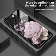 3 in1 Pink Flower Case For Oppo Reno 10 10pro 9 9pro1111f 11pro 12 12pro12f Anti-knock Tempered Clas